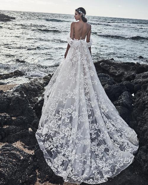 120210 a line off the shoulder wedding dress with open back and spaghetti straps 1